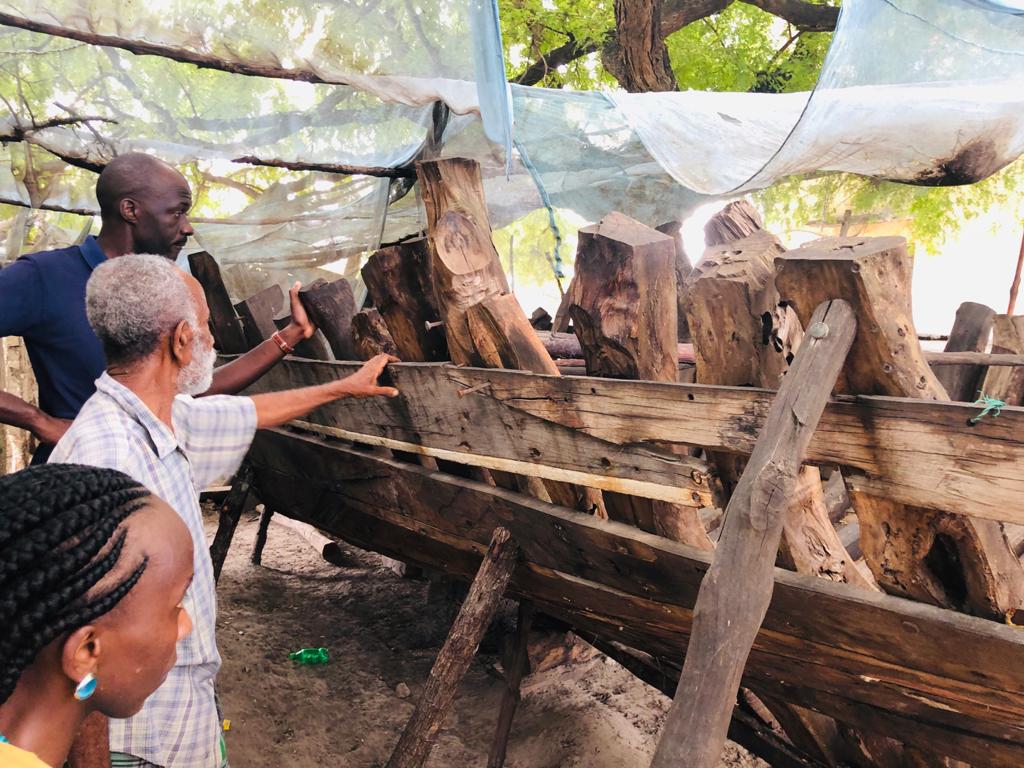 Traditional swahili shipyard where a dhow is being constructed