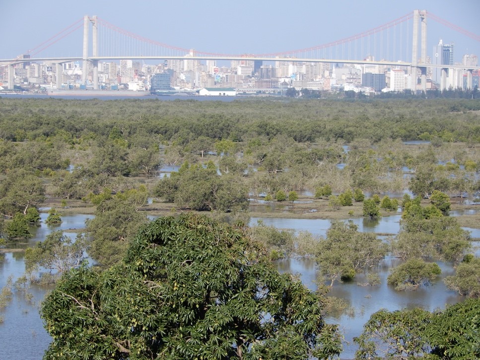 View across the bay to Maputo city from Incassane, Katembe 
