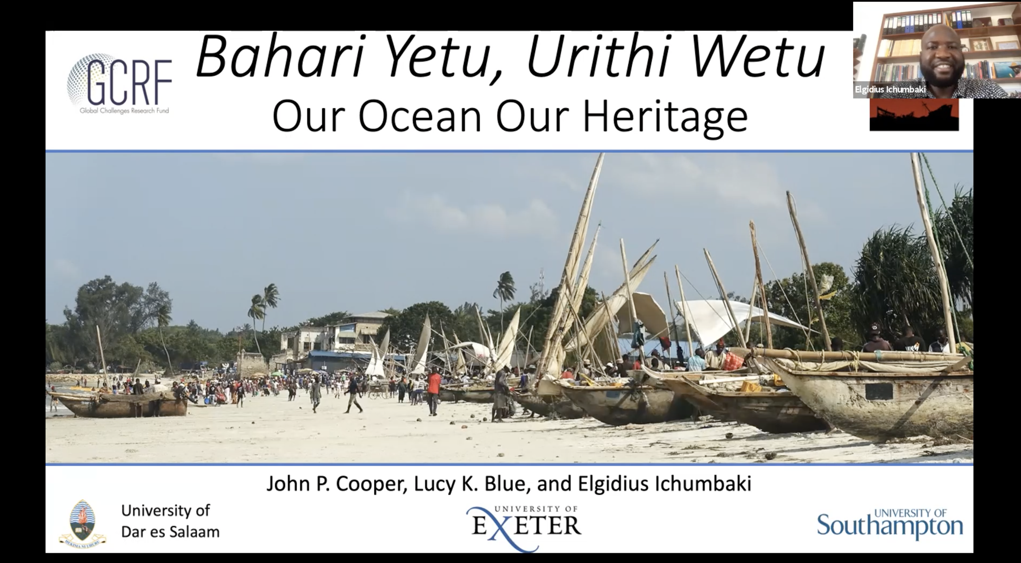 Elgidius Ichumbaki, presenting the Bahari Yetu, Urithi Wetu Project, which means: Our Ocean, Our Heritage